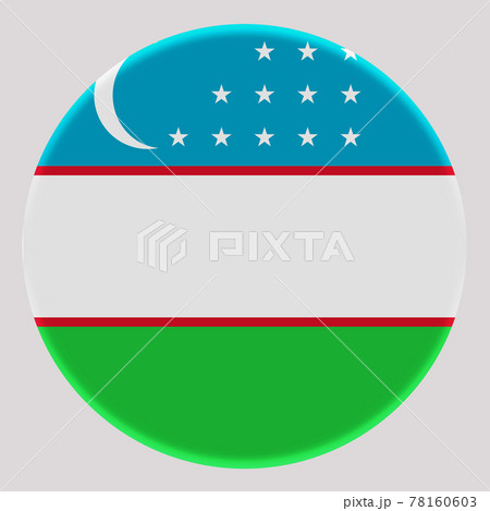 3D Flag of Uzbekistan on circle 78160603