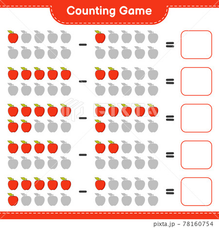 Counting game, count the number of Apple and write the result. Educational children game, printable worksheet, vector illustration 78160754