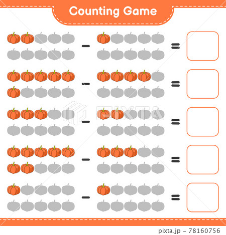 Counting game, count the number of Pumpkin and write the result. Educational children game, printable worksheet, vector illustration 78160756