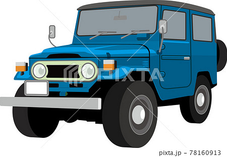 かわいいレトロなsuv四輪駆動のイラストのイラスト素材