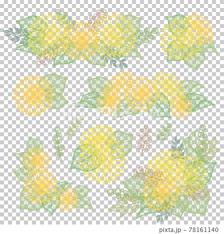 Hand-painted sunflower and botanical frame decoration material set Hand-painted sunflower and botanical frame decoration material set 78161140