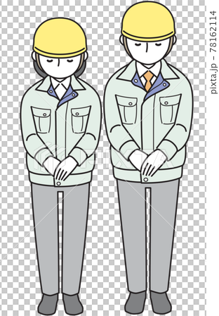 お辞儀をする作業員の男女 お辞儀をする作業員の男女 78162114