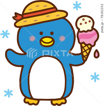 アイスを持ったペンギンさんのイラスト素材