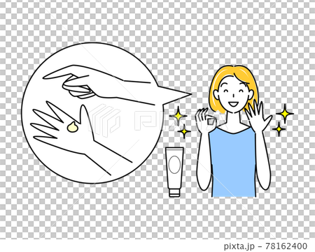Skin Care A cute woman who is happy to get rid of rough hands caused by alcohol disinfection Simple Vector Skin Care A cute woman who is happy to get rid of rough hands caused by alcohol disinfection Simple Vector 78162400