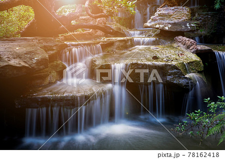 Blurred background,The waterfall at Wat Tham Pha Daen in Sakon Nakhon Province is a new tourist destination. Blurred background,The waterfall at Wat Tham Pha Daen in Sakon Nakhon Province is a new tourist destination. 78162418