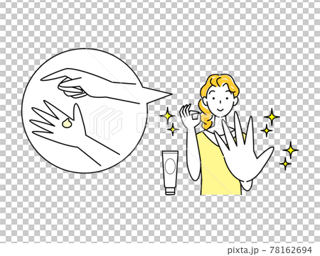 Skin Care A cute woman who is happy to get rid of rough hands caused by alcohol disinfection Simple Vector Skin Care A cute woman who is happy to get rid of rough hands caused by alcohol disinfection Simple Vector 78162694