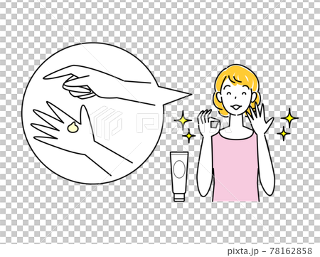 スキンケア アルコール消毒による手の肌荒れが治り喜んでいる可愛い女性 イラスト シンプル ベクター スキンケア アルコール消毒による手の肌荒れが治り喜んでいる可愛い女性 イラスト シンプル ベクター 78162858