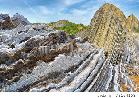 Steeply-tilted Layers of Flysch, Basque Coast UNESCO Global Geopark, Spain Steeply-tilted Layers of Flysch, Basque Coast UNESCO Global Geopark, Spain 78164158