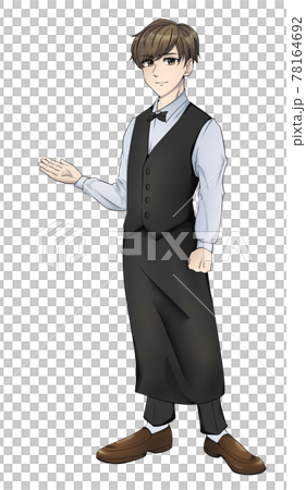 男性店員　エプロン・蝶ネクタイ付き 78164692