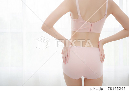 Closeup bottom of asian sexy woman in underwear beautiful body slim shape slender with diet at room. Closeup bottom of asian sexy woman in underwear beautiful body slim shape slender with diet at room. 78165245