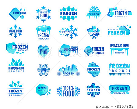 Frozen product logo. Snow and winter snowflakesのイラスト素材