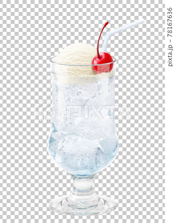 クリームソーダ 透明 イラスト リアル ストローのイラスト素材