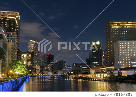 あみだ池筋堂島大橋近辺から中之島を見る　大阪夜景 78167805
