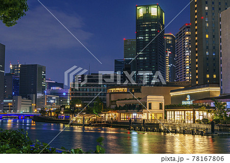 あみだ池筋堂島大橋近辺から中之島を見る　大阪夜景 78167806