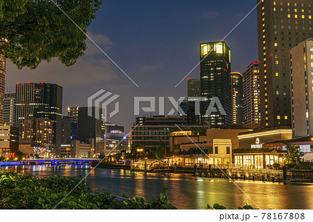 あみだ池筋堂島大橋近辺から中之島を見る 大阪夜景 あみだ池筋堂島大橋近辺から中之島を見る 大阪夜景 78167808