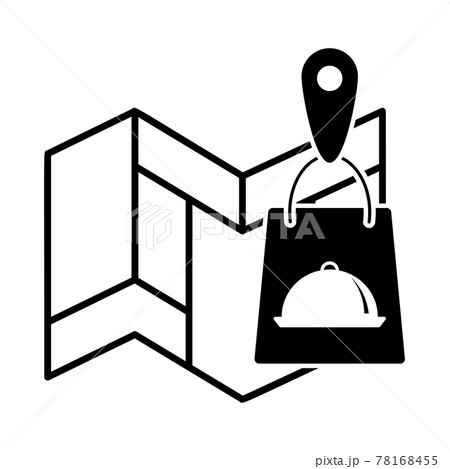 Map With Delivery Food Bag Icon 78168455