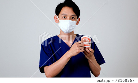 歯の模型を使って説明する歯科医師 歯の模型を使って説明する歯科医師 78168567