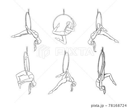 Woman athlete in circus performance. Female acrobat set. Vector illustration 78168724