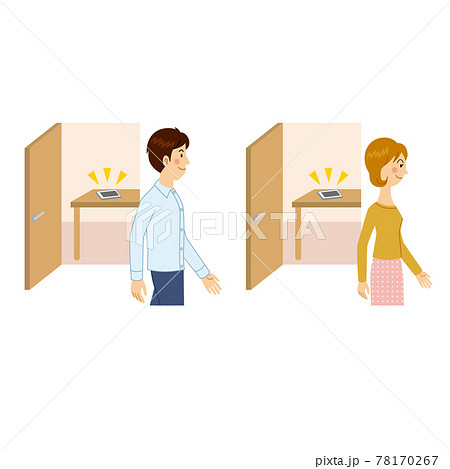 スマホを置き忘れる男女のイラスト素材
