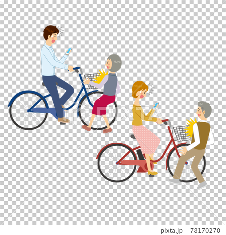 ながらスマホをして衝突する男女 ながらスマホをして衝突する男女 78170270