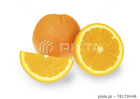 くし形と半分にカットしたオレンジ 78170448