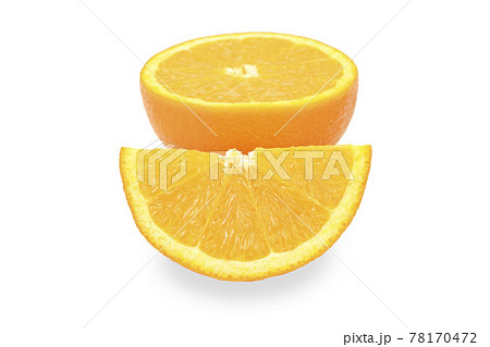 くし形と半分にカットしたオレンジ 78170472