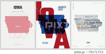 29 of 50 sets, US State Posters with name and Information in 3 Design Styles, Detailed vector art print Iowa map 29 of 50 sets, US State Posters with name and Information in 3 Design Styles, Detailed vector art print Iowa map 78171753