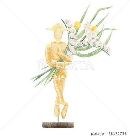 デッサン用モデル人形の手描き水彩風イラスト 78172738