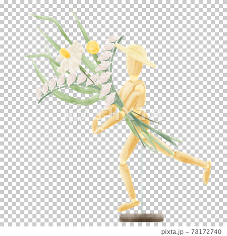 デッサン用モデル人形の手描き水彩風イラスト 78172740