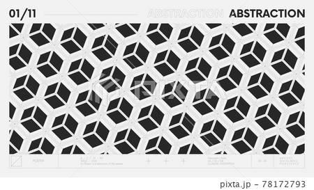 Abstract modern geometric banner with simple shapes in black and white colors, graphic composition design vector background, pattern 3d cubes of square modules 78172793