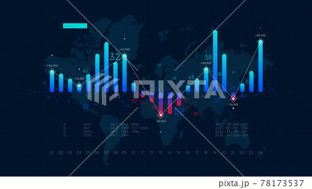 Financial big data analytic and business infographic, analysis and charts investment and trade, columns, market economy information vector background 78173537
