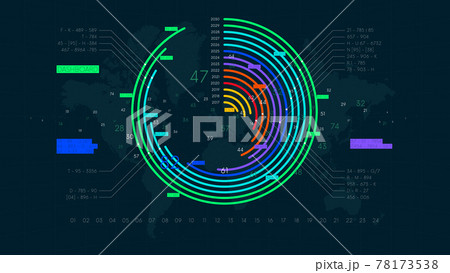 Economic reporting financial data round chart, futuristic visualization of business statistical graph, color tech vector background Economic reporting financial data round chart, futuristic visualization of business statistical graph, color tech vector background 78173538