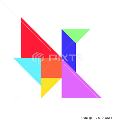 Color tangram puzzle in flying bird shape on white background 78173884