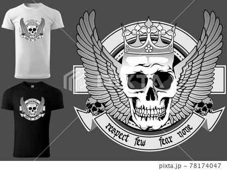 Skull with Royal Crown and Wings 78174047