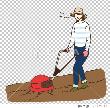 Cultivator farm work machine field work illustration female Cultivator farm work machine field work illustration female 78174114