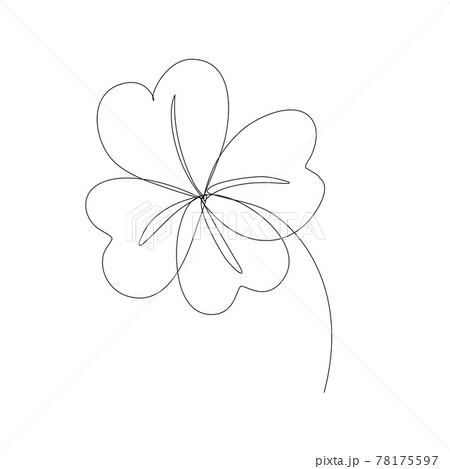 Lucky Clover Leaf In Continuous Line Drawing のイラスト素材
