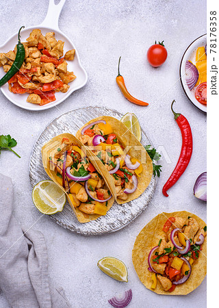 Traditional Mexican tacos with meat Traditional Mexican tacos with meat 78176358