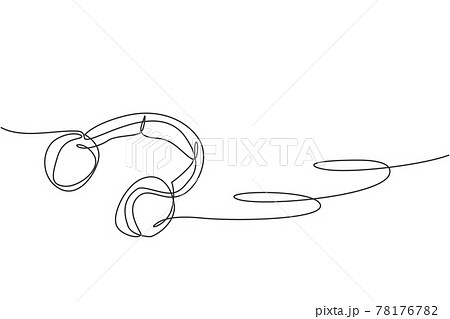 One Continuous Line Drawing Of Headphone On The のイラスト素材