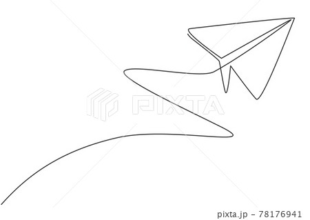 Single continuous line drawing of flying paper airplane on the sky. Back to school minimalist style. Children toy concept. Modern one line draw graphic design vector illustration 78176941