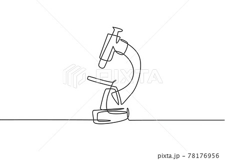 Single continuous line drawing of microscope on school library to learn chemistry study. Back to school minimalist style. Education concept. Modern one line draw graphic design vector illustration 78176956