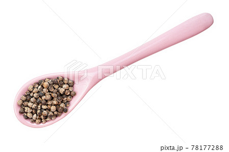 monk's pepper (vitex) in ceramic spoon isolated monk's pepper (vitex) in ceramic spoon isolated 78177288