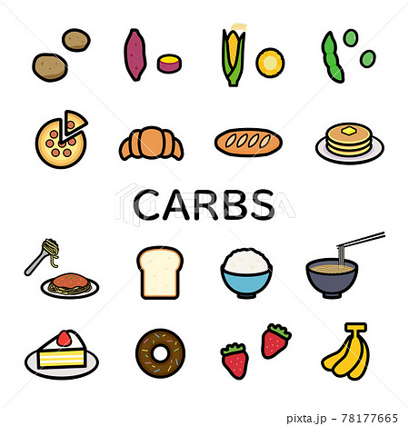 Premium Vector  Carbohydrate food element set with colored hand drawn  illustration
