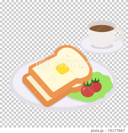 シンプルでかわいい朝食のイラスト フラットデザインのイラスト素材