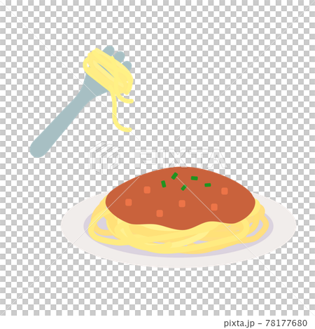シンプルでかわいいミートソーススパゲッティのイラスト フラットデザイン 78177680