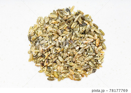pile of freekeh wheat grains close up on gray pile of freekeh wheat grains close up on gray 78177769
