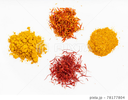 saffron and natural substitutes on white plate saffron and natural substitutes on white plate 78177804
