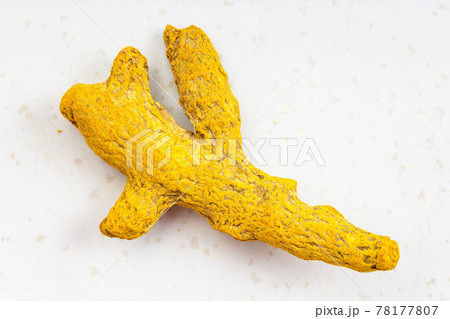 root of Turmeric (Curcuma) close up on gray 78177807