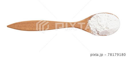 top view of vanilla sugar in wood spoon isolated top view of vanilla sugar in wood spoon isolated 78179180