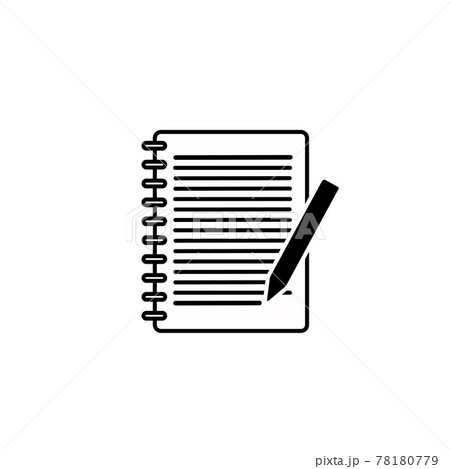 Notebook with pencil vector icon on isolated background. Notebook with pencil vector icon on isolated background. 78180779