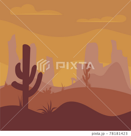 Cactuse and mountains in desert landscape 78181423